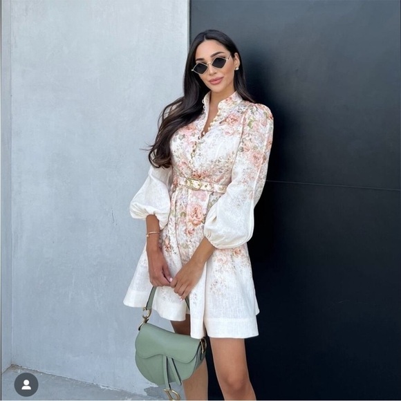 NWT Zimmermann Illustration Buttoned Mini Dress in Cream Rococo Floral Size 0 - Picture 14 of 15